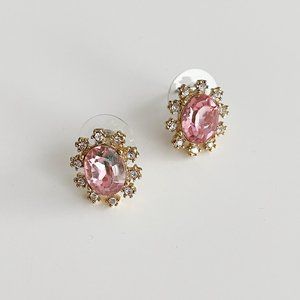 J. Crew Factory Oval Gem Earrings (Pink)